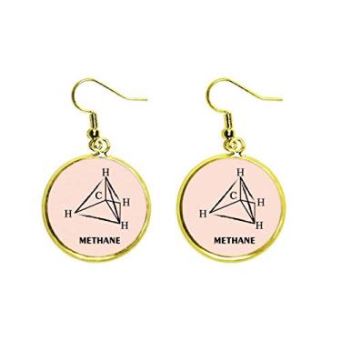 Imagem de Brinco de Química Estrutural Metano Brinco Pendente Dourado Joia Feminina