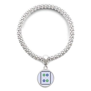 Imagem de DIYthinker Mahjong – Pulseira de prata com pingente redondo com 4 pedras