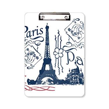 Imagem de Torre Eiffel França Paris Linha Prancheta de Desenho Pasta, Bloco de Escrita Placa de Apoio A4