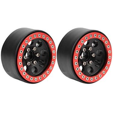 Imagem de Yencoly Centro de carro RC, cubo de roda de carro RC, caminhão de liga de alumínio requintado realista para carro RC (vermelho preto)