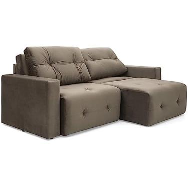 Imagem de Sofá Retrátil 3 Lugares Herval Advance, Veludo Molhado Marrom, 216 cm