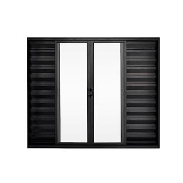 Imagem de Veneziana 6 Folhas de Correr S/Grade 1.00 X 1.00 Aluminio Preto Linha Modular - Hale