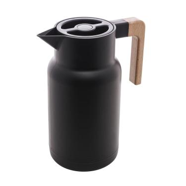 Imagem de Garrafa Térmica Wood Fashion com Cabo de Madeira 1 Litro Preta