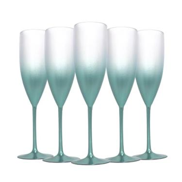 Imagem de 15 Taças Champanhe Acrílico Degrade 160ml Natal Festas Drink Cor:Verde Tiffany