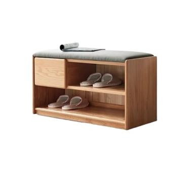 Imagem de Prateleira de sapatos armários de sapatos banco de armazenamento de sapatos, banco de sapatos de entrada com gavetas e estofados, banco de madeira para entrada, organizador de sapateira para