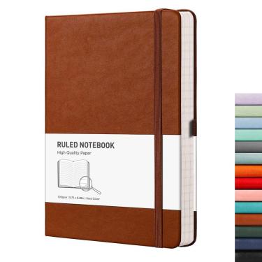 Imagem de Caderno RETTACY College Ruled A5, capa dura de couro, 192 páginas