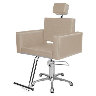 Imagem de Cadeira Poltrona de Cabeleireiro Evidence Lisa Branco Pérola