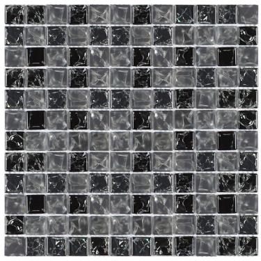 Imagem de Pastilha de Vidro Ice Glass Mosaic 30cmx30cm Placas Preta