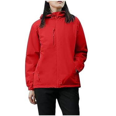 Imagem de BFAFEN Jaqueta masculina leve com capuz à prova d'água jaqueta corta-vento para caminhadas jaqueta anoraque casual capa de chuva, Vermelho, XXG