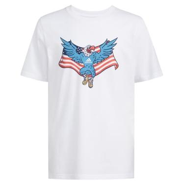 Imagem de adidas Camiseta estampada de algodão de manga curta para meninos, Águia branca, P