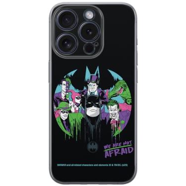 Imagem de ERT GROUP Capa de celular para iPhone 15 PRO original e oficialmente licenciada DC padrão Batman 100 perfeitamente adaptada à forma do celular, capa feita de TPU