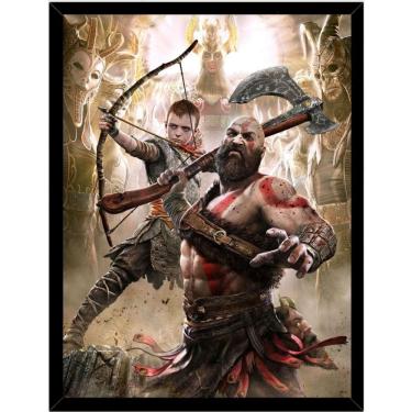Imagem de Pintura decorativa God Of War 3 30x40cm com moldura preta