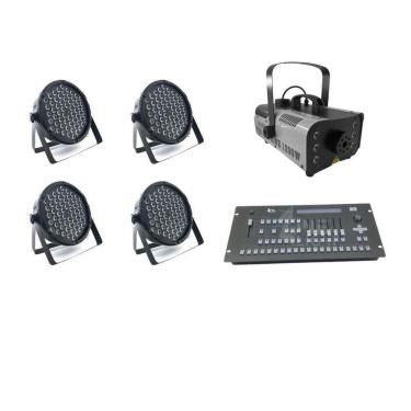 Imagem de Kit 4 Par Leds 3 Em 1 + Máquina De Fumaça 1200W + Mesa Pilot