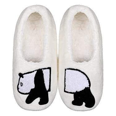 Imagem de ZYZX Pantufas femininas de animais com garras, térmicas, macias, engraçadas, macias, com forro de lã antiderrapante, meias felpudas para uso interno, 059xmzy branco, P