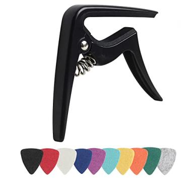 Imagem de Ukulele Capo para Ukulele Soprano, concerto, tenor, ukulele barítono com palhetas de feltro (preto fosco)