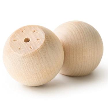 Imagem de Pinehurst Crafts Puxadores de bola de madeira inacabados, perfeitos para móveis, armários, gavetas de cômoda ou artesanato, 3,5 cm, pacote com 8