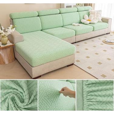 Imagem de Sofá De Estiramento Slipcover Sofá Capa Protetor De Móveis Sofá Macio Com Fundo Elástico Para Crianças, Poliéster Spandex Jacquard Tecido (A,Verde)