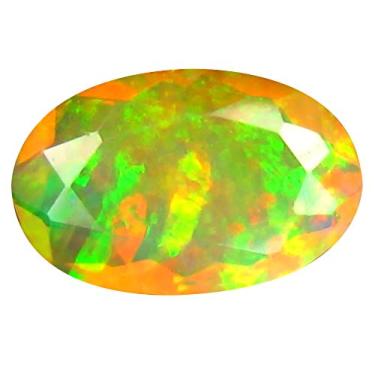 Imagem de 1,11 ct AAA+ Qualidade da pedra preciosa corte oval (10 x 7 mm) opala arco-íris não aquecida genuína e extraída da pedra preciosa solta da Terra