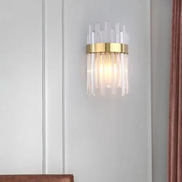 Imagem de Moderna lâmpada de parede de cristal dourado-1 luzes arandelas, lustre de parede de cristais para quartos, sala de jantar, sala de estar, banheiro