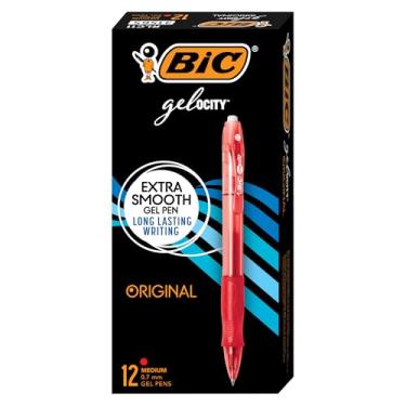 Imagem de BIC Caneta de Gel Retrátil Original Gel-Ocity, Ponta Média (0,7 mm), Vermelha, 12 Contagens, Pacote com 12
