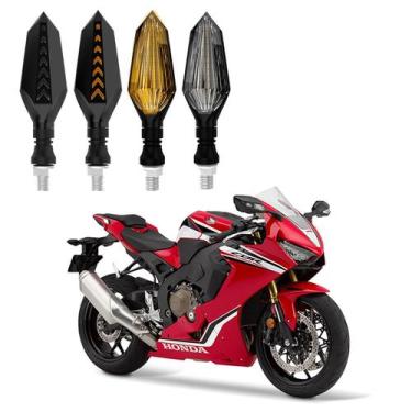 Imagem de KIT 4 Setas Sequenciais Led Universal Pisca Amarelo P43S Moto Honda CB