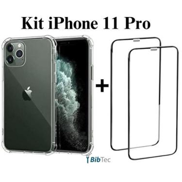 Imagem de Kit 3 Películas 3D Vidro + Capa Capinha Transparente para Iphone 11 Pr