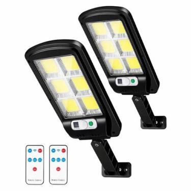 Imagem de Kit 2 Refletor Luminária Solar LED 300W Sem Fio Com Sensor de Presença