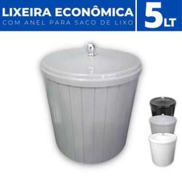 Imagem de Lixeira Cesto de Lixo Anel Porta Saco Plástico Cozinha 5 LT - Plas Tut