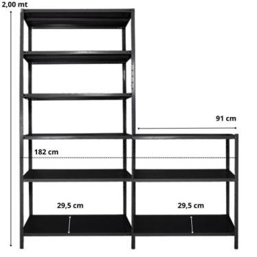 Imagem de Estante Aço Preta Com Aparador Reforçada 2 Em 1 Resistente - Estante C