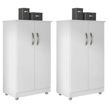 Imagem de Kit 2 Armários Organizador Multiuso Rosana 2 Portas Branco - Desk Desi