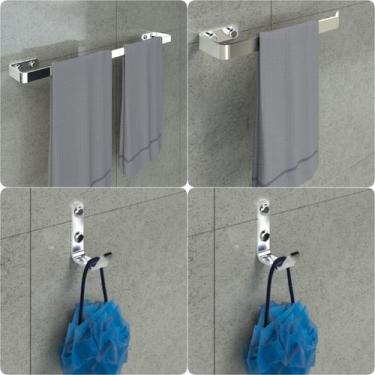 Imagem de Kit Acessórios Para Banheiro Cromado 4 Peças Plus - MetalCromo