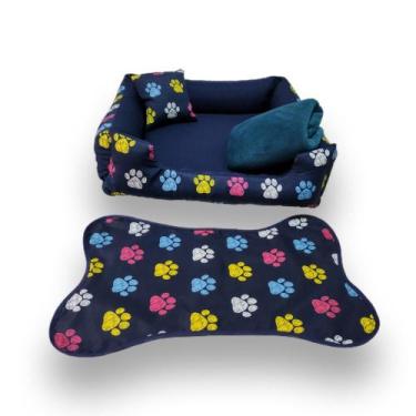 Imagem de cama pra cachorro ou gato kit pets médios até 12kg caminha média +tape
