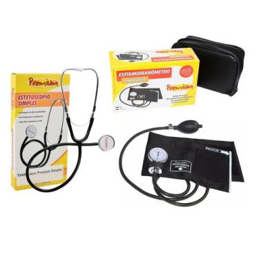 Imagem de Estetoscópio simples e esfigmomanômetro Preto Premium, PRETO