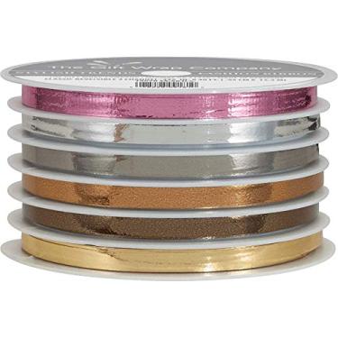Imagem de The Gift Wrap Company Fita de ondulação de 6 canais, 1,9 cm (3/16"), pacote com 6, Metallic Bliss