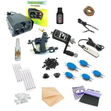 Imagem de Kit Tatuagem Tattoo Maquina Bobina Rotativa Completo - Caverna do Rock