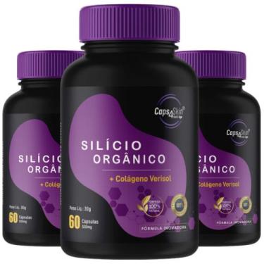 Imagem de Caps4skin - Silício Orgânico 80mg e 700mg de Colágeno Verisol, 3 Potes