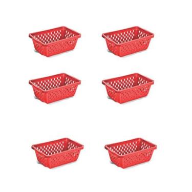 Imagem de Kit 6 Cesto Organizador Multiuso Médio  Vermelho - 123 Organizei