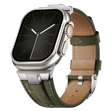 Imagem de Suitisbest Pulseiras de couro compatível com Apple Watch Ultra de 49 mm, 46 mm, 45 mm, 44 mm e 42 mm, pulseira de couro genuíno para iWatch séries 11, 10, 9, 8, 7, 6, 5, 4, 3, 2, 1, SE 3 2 1, Ultra 3