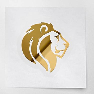 Imagem de Adesivos de decalque de cabeça de leão majestosa (ouro metálico) adesivos decalque de vinil à prova d'água premium para telefone laptop acessório capacete carro janela caneca copo porta decoração de parede ANDstic509440GOAA