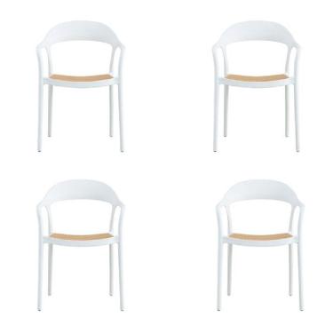 Imagem de Conjunto 4 Cadeiras para Jardim e Varanda Lia com Braço Preto/Caramelo