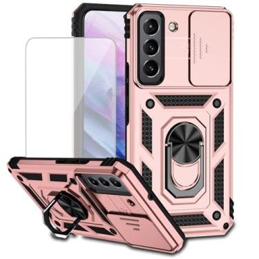 Imagem de Yodueiv Capa para Galaxy S22, capa para Samsung S22 5G SM-S901U com protetor de tela de vidro temperado e capa de câmera deslizante, anel magnético suporte de carro capa protetora para Samsung Galaxy