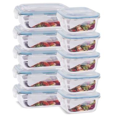 Imagem de Kit 10 Potes Herméticos Marmita Vidro Papinha 640ml e 520ml - U4home, 