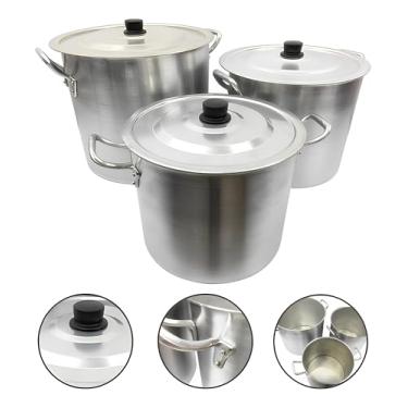 Imagem de Kit 3 Caldeirão Panela Nº 26 28 30 Grande Industrial Alumínio Hotel Restaurante Bares Feijoada Sopa Cozinha Industrial e Doméstica