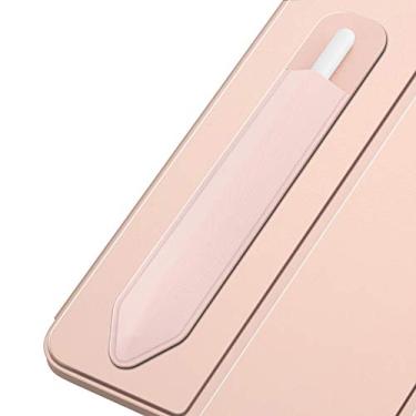 Imagem de MoKo Estojo de lápis adesivo para Apple Pencil 1ª geração, bolsa de lápis elástico couro PU capa adesiva para iPad 9/8ª geração, iPad Air 4, iPad Pro 11 e 12,9, iPad Mini 6 - Rosa dourado
