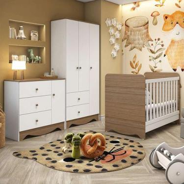 Imagem de Berço Minicama Americano com Guarda-Roupa e Cômoda Ben 4 PT 5 GV Branc