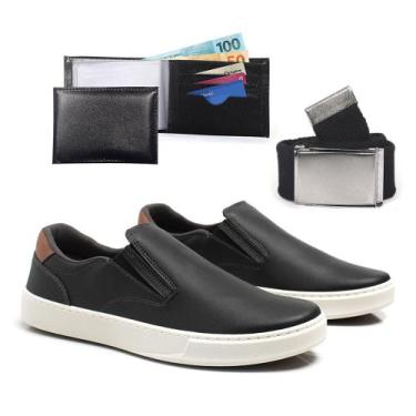 Imagem de Sapatenis Casual Slip On Masculinos Com Carteira Cinto Tenis Moderno C