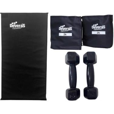 Imagem de kit musculação peso musculação halteres 2 kg par tornozeleira de peso 