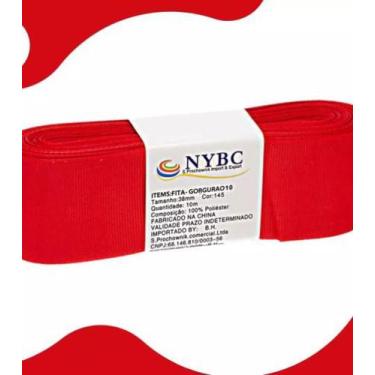Imagem de Fita Gorgurão Artesanato Laço 10m 38mm Cores Variadas NYBC, Vermelho