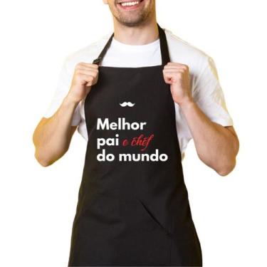 Imagem de Avental De Cozinha Preto Oxford C/ Bolso Melhor Pai Do Mundo - Cine Co