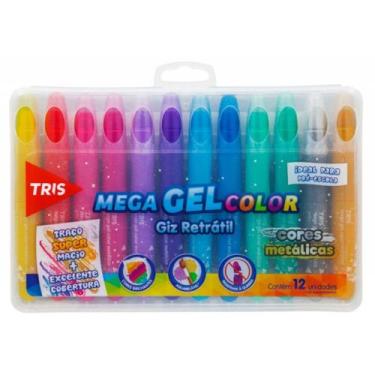 Imagem de Giz De Cera Retratil Aquarelavel TRIS 12 Cores Metalicas